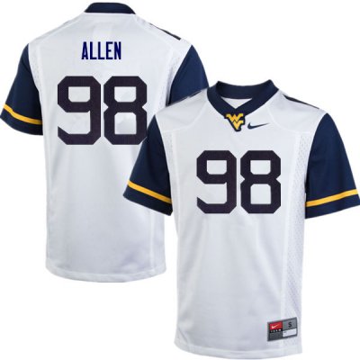 Men's West Virginia Mountaineers NCAA #98 Tyrese Allen White Authentic Nike Stitched College Football Jersey CQ15E64DX